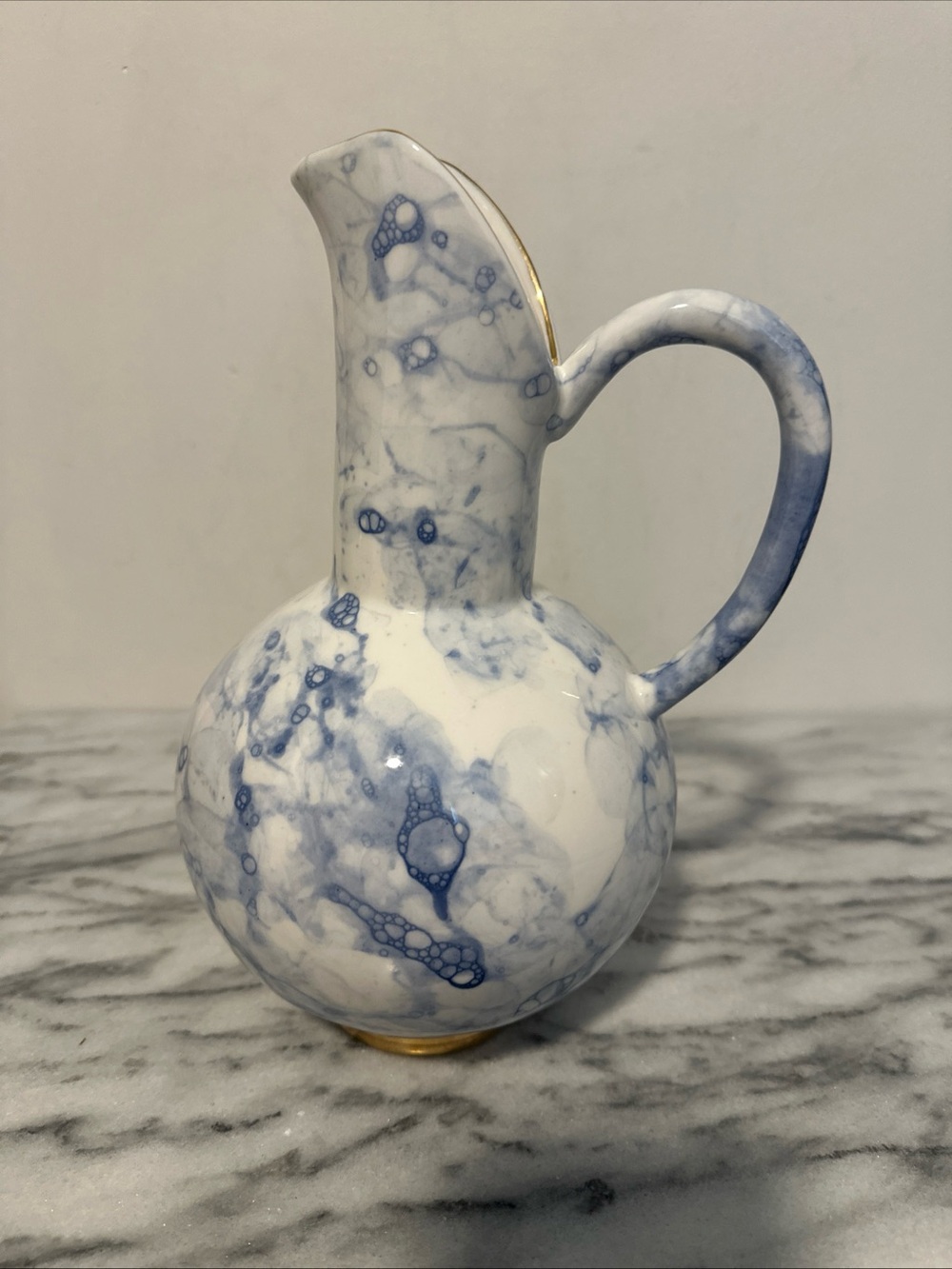 Anthropologie Eleodora Pitcher Blue Marble Ceramic 11” H 64.25 Oz